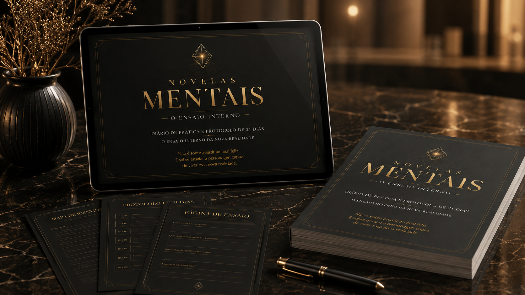 Novelas Mentais — mockup do produto